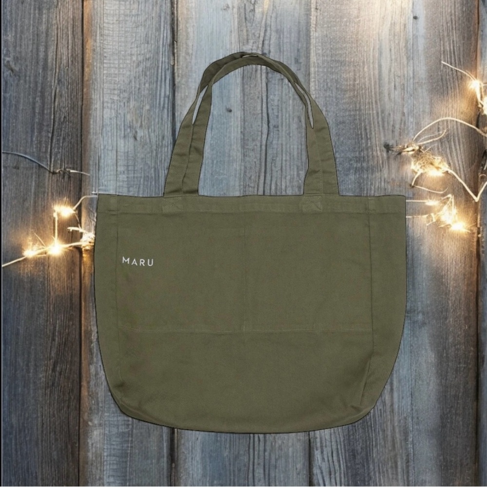 🆕💞MARU Espresso Cafe 100% Cotton Utility Tote Double Straps • SAGE Color • NWT